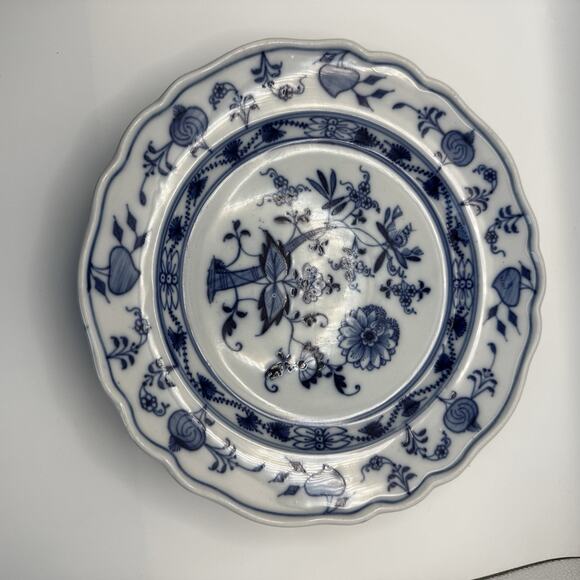 Set of 2 Antique Meissen Blue & White Blue Onion Print Plates 9.5” - Picture 3 of 6